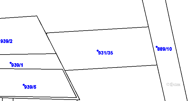 Parcela st. 931/35 v KÚ Zábrdovice, Katastrální mapa