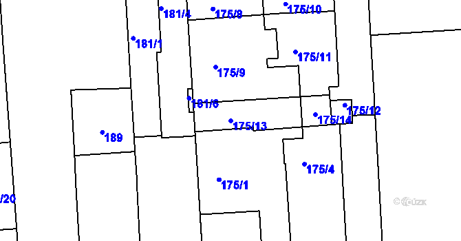 Parcela st. 175/13 v KÚ Zábrdovice, Katastrální mapa