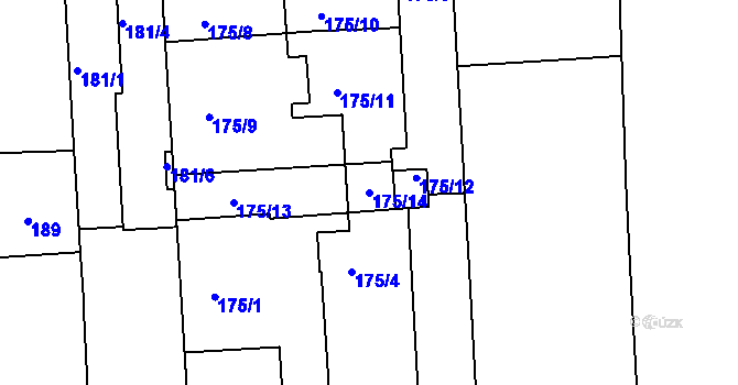 Parcela st. 175/14 v KÚ Zábrdovice, Katastrální mapa