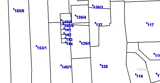 Parcela st. 139/5 v KÚ Zábrdovice, Katastrální mapa