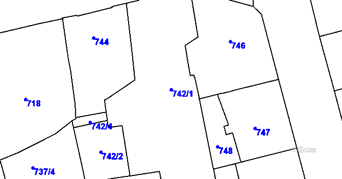 Parcela st. 742/1 v KÚ Zábrdovice, Katastrální mapa