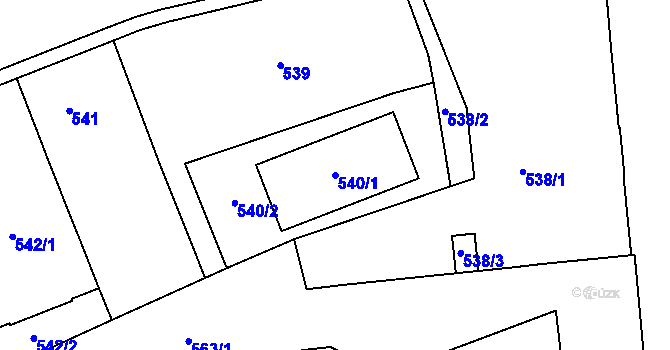 Parcela st. 540/1 v KÚ Zábrdovice, Katastrální mapa