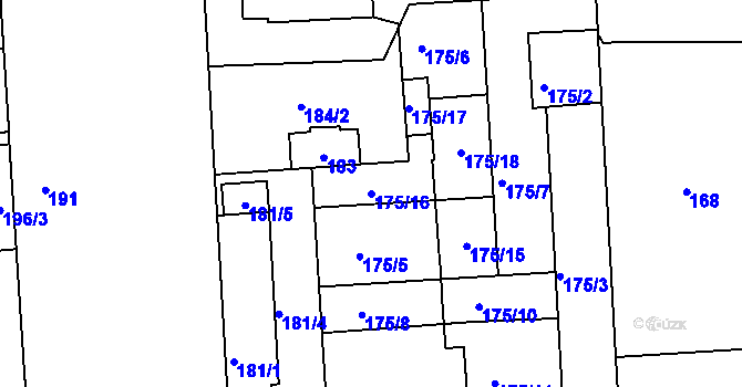 Parcela st. 175/16 v KÚ Zábrdovice, Katastrální mapa