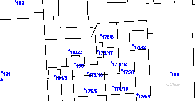 Parcela st. 175/17 v KÚ Zábrdovice, Katastrální mapa