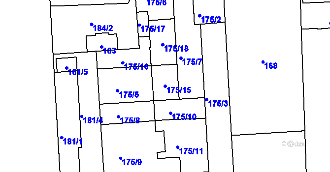 Parcela st. 175/15 v KÚ Zábrdovice, Katastrální mapa
