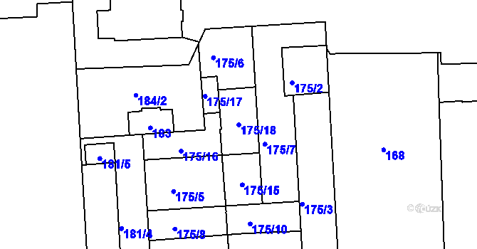 Parcela st. 175/18 v KÚ Zábrdovice, Katastrální mapa