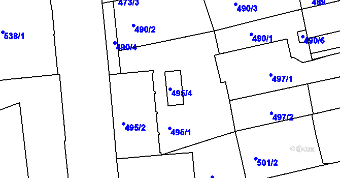 Parcela st. 495/4 v KÚ Zábrdovice, Katastrální mapa