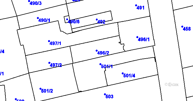 Parcela st. 496/2 v KÚ Zábrdovice, Katastrální mapa
