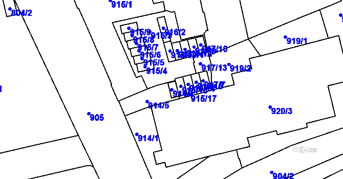 Parcela st. 914/4 v KÚ Zábrdovice, Katastrální mapa
