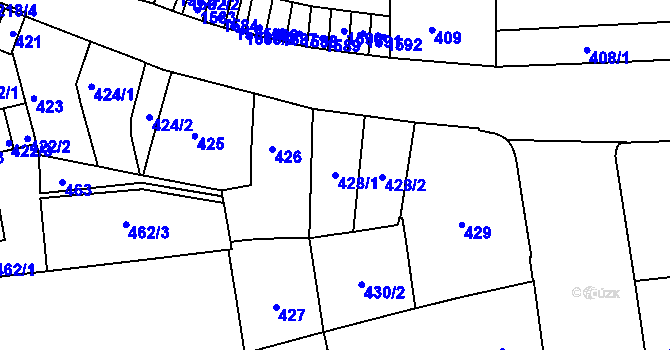 Parcela st. 428/1 v KÚ Zábrdovice, Katastrální mapa