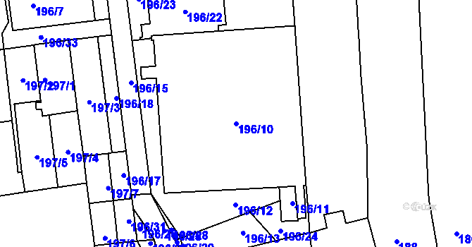 Parcela st. 196/10 v KÚ Zábrdovice, Katastrální mapa