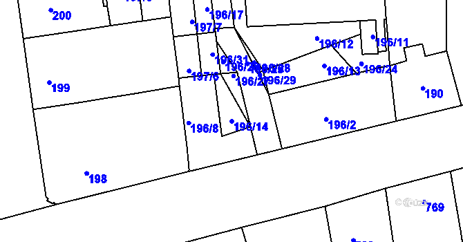 Parcela st. 196/14 v KÚ Zábrdovice, Katastrální mapa