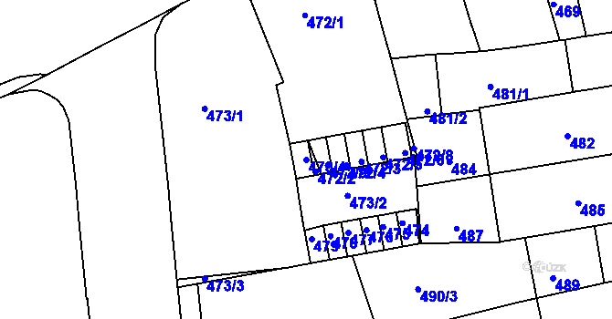 Parcela st. 473/4 v KÚ Zábrdovice, Katastrální mapa