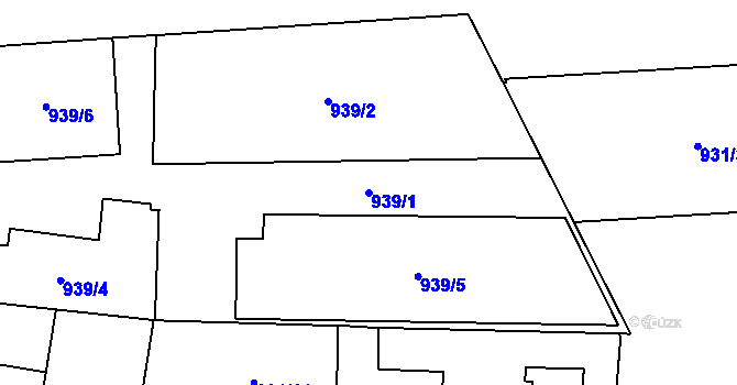 Parcela st. 939/1 v KÚ Zábrdovice, Katastrální mapa