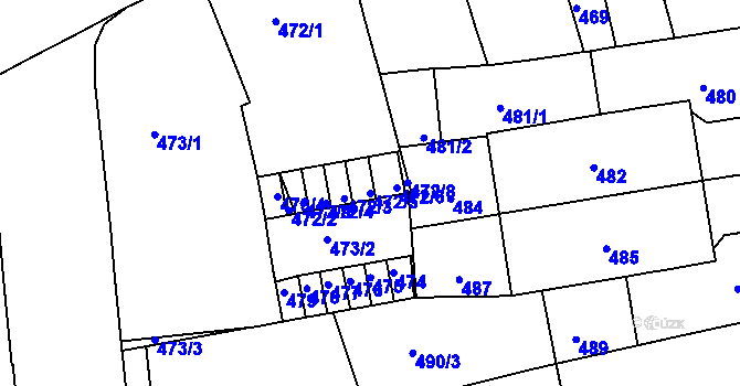 Parcela st. 472/5 v KÚ Zábrdovice, Katastrální mapa