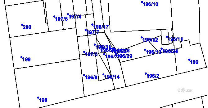 Parcela st. 196/27 v KÚ Zábrdovice, Katastrální mapa