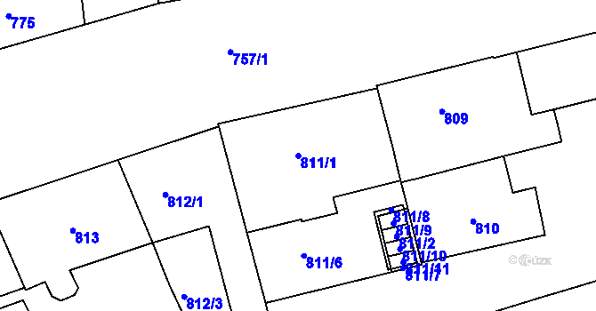 Parcela st. 811/1 v KÚ Zábrdovice, Katastrální mapa