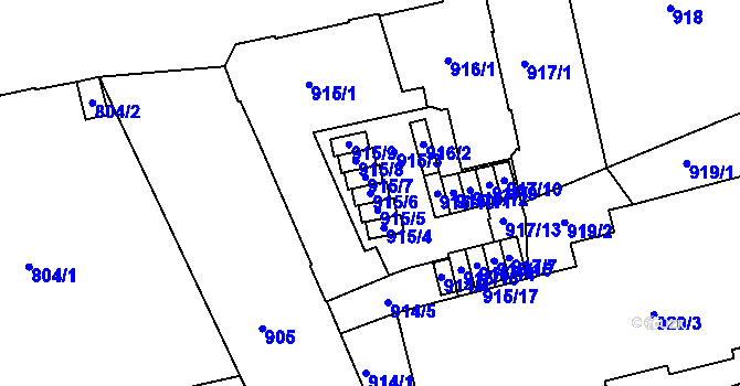 Parcela st. 915/6 v KÚ Zábrdovice, Katastrální mapa