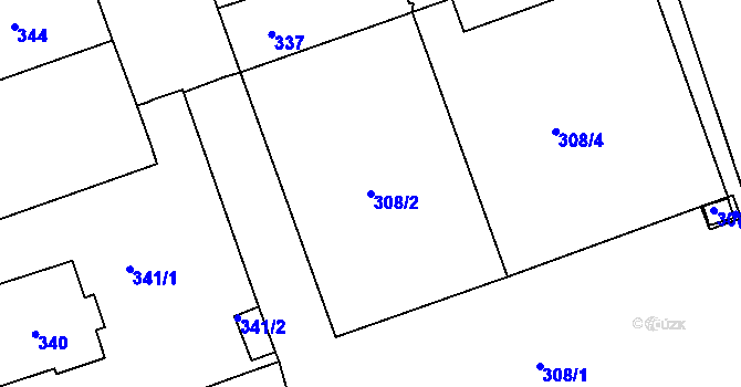 Parcela st. 308/2 v KÚ Zábrdovice, Katastrální mapa