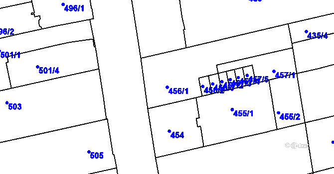 Parcela st. 456/1 v KÚ Zábrdovice, Katastrální mapa