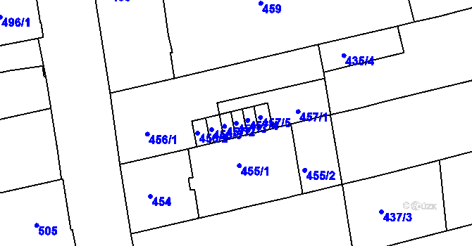 Parcela st. 457/3 v KÚ Zábrdovice, Katastrální mapa
