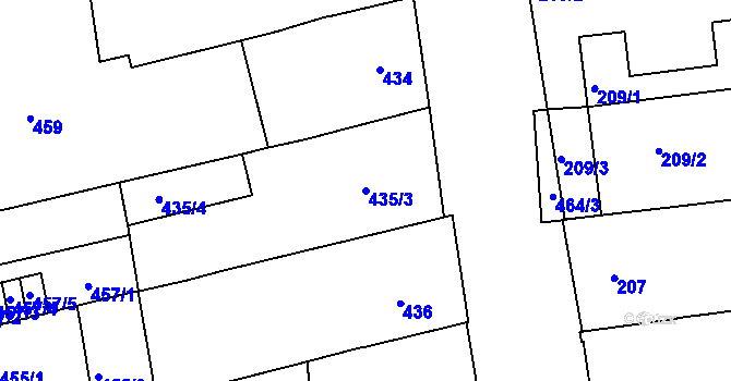 Parcela st. 435/3 v KÚ Zábrdovice, Katastrální mapa