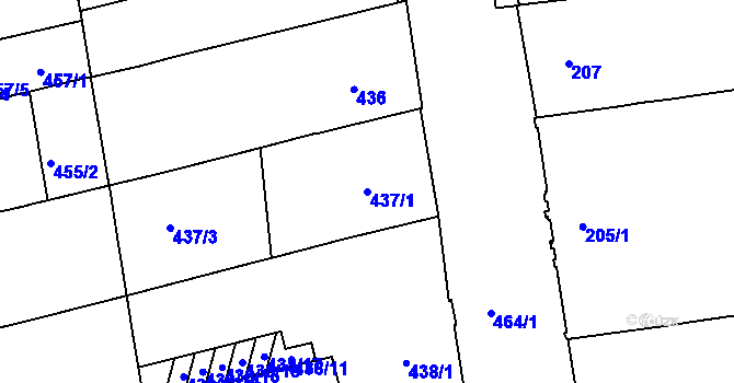 Parcela st. 437/1 v KÚ Zábrdovice, Katastrální mapa