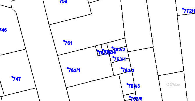 Parcela st. 762/3 v KÚ Zábrdovice, Katastrální mapa