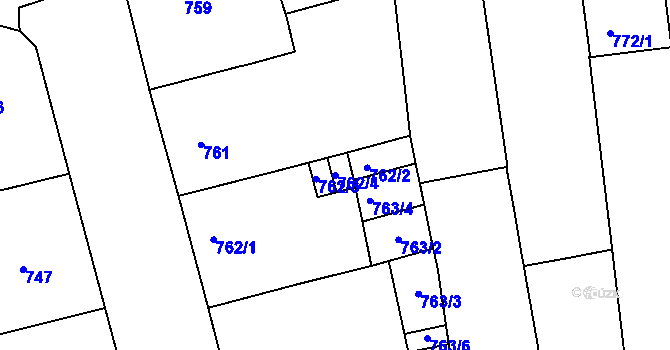 Parcela st. 762/4 v KÚ Zábrdovice, Katastrální mapa