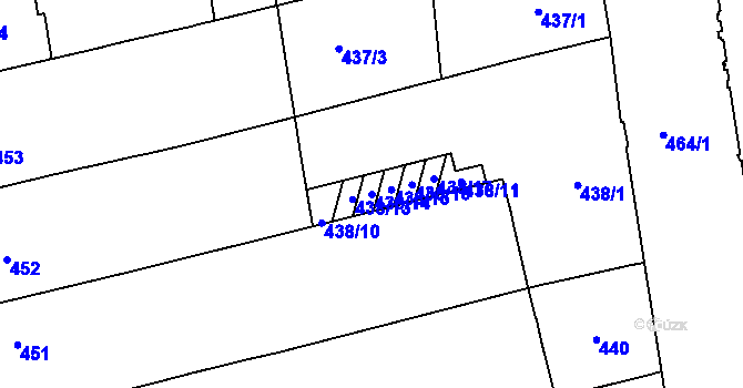 Parcela st. 438/14 v KÚ Zábrdovice, Katastrální mapa