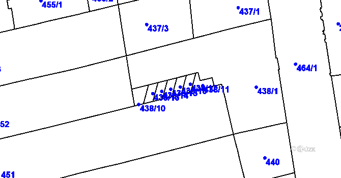 Parcela st. 438/15 v KÚ Zábrdovice, Katastrální mapa