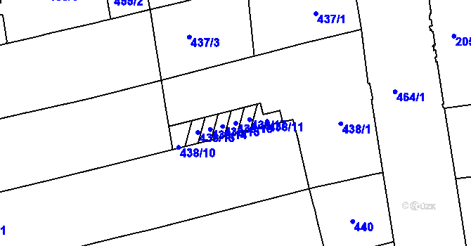Parcela st. 438/16 v KÚ Zábrdovice, Katastrální mapa