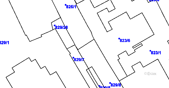 Parcela st. 829/27 v KÚ Zábrdovice, Katastrální mapa