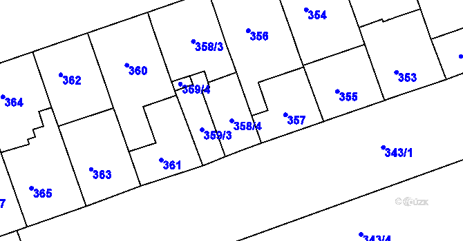 Parcela st. 358/4 v KÚ Zábrdovice, Katastrální mapa