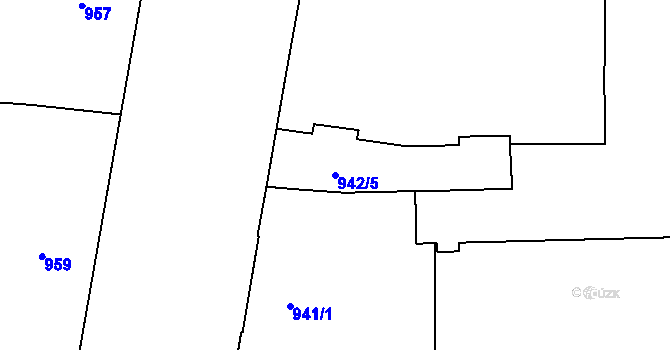 Parcela st. 942/5 v KÚ Zábrdovice, Katastrální mapa