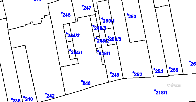 Parcela st. 248/1 v KÚ Zábrdovice, Katastrální mapa