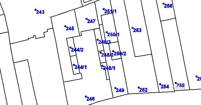 Parcela st. 248/2 v KÚ Zábrdovice, Katastrální mapa