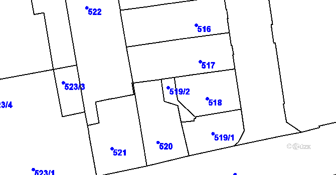 Parcela st. 519/2 v KÚ Zábrdovice, Katastrální mapa