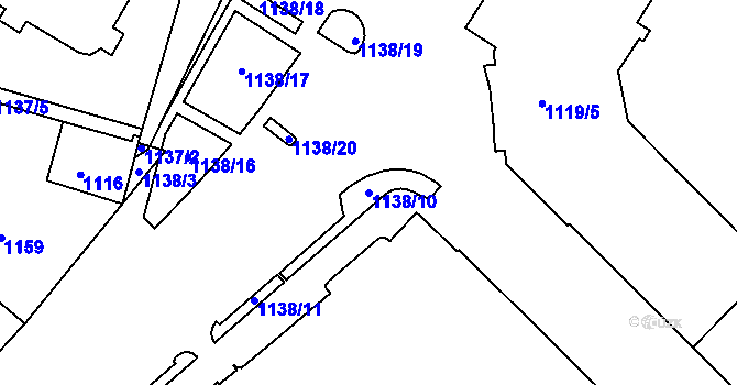 Parcela st. 1138/10 v KÚ Zábrdovice, Katastrální mapa