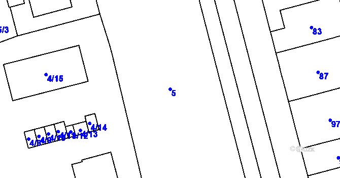 Parcela st. 5 v KÚ Černá Pole, Katastrální mapa