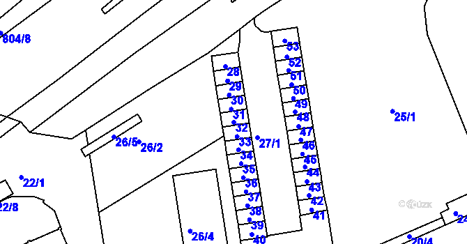 Parcela st. 32 v KÚ Černá Pole, Katastrální mapa