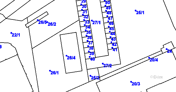 Parcela st. 38 v KÚ Černá Pole, Katastrální mapa