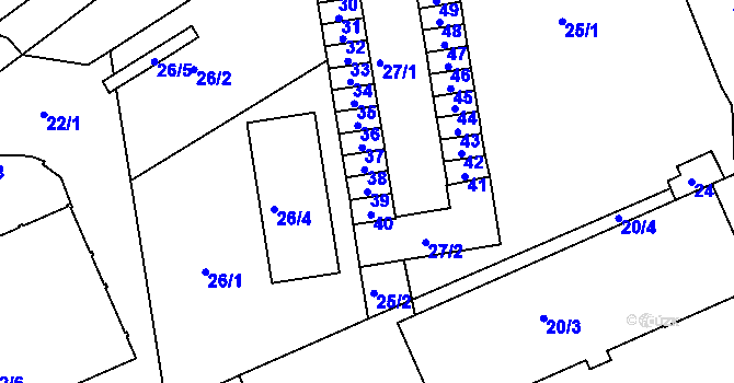 Parcela st. 39 v KÚ Černá Pole, Katastrální mapa