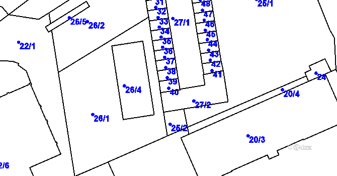 Parcela st. 40 v KÚ Černá Pole, Katastrální mapa
