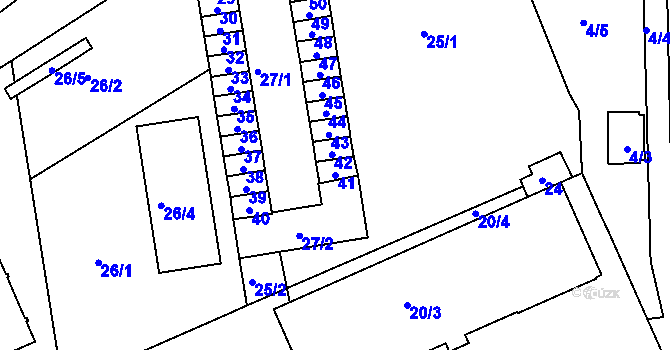 Parcela st. 41 v KÚ Černá Pole, Katastrální mapa