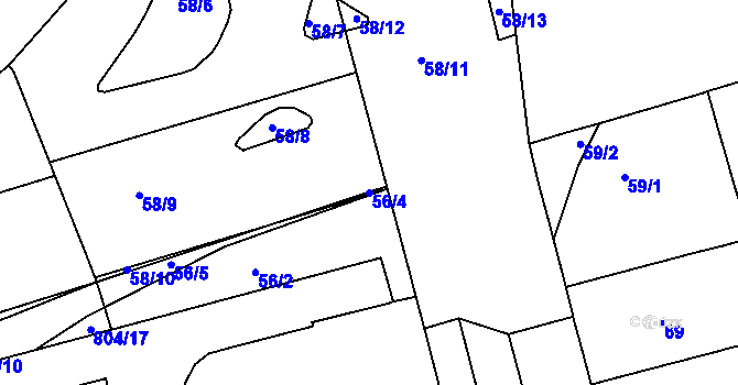 Parcela st. 56/4 v KÚ Černá Pole, Katastrální mapa