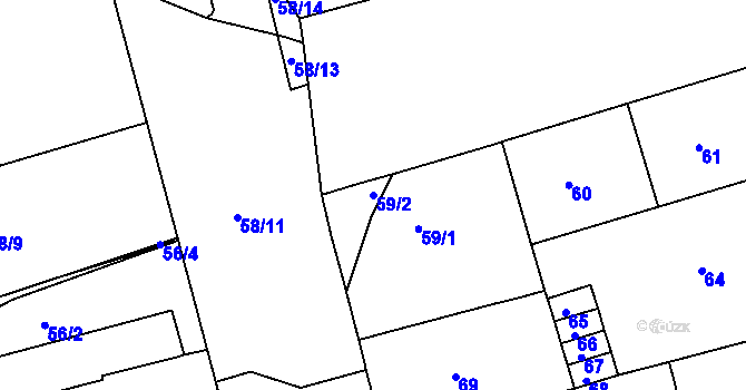 Parcela st. 59/2 v KÚ Černá Pole, Katastrální mapa