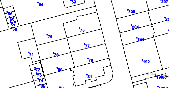 Parcela st. 77 v KÚ Černá Pole, Katastrální mapa