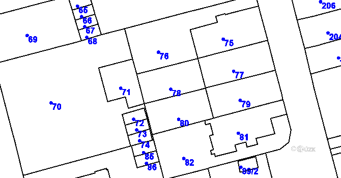 Parcela st. 78 v KÚ Černá Pole, Katastrální mapa