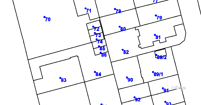 Parcela st. 86 v KÚ Černá Pole, Katastrální mapa